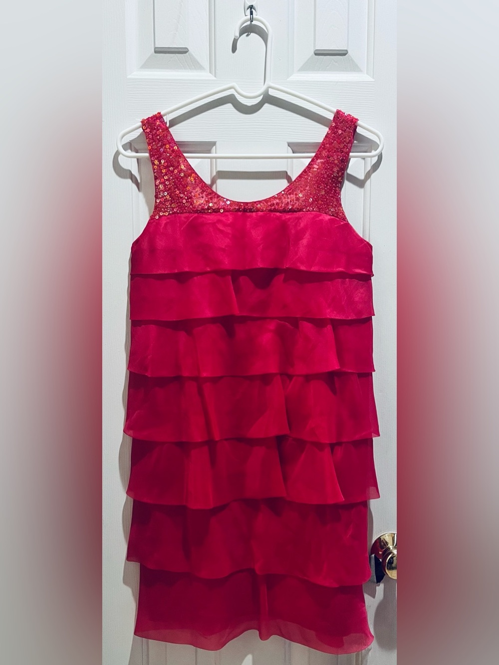 iROO Moderato Milano Pink Silk Layered Ruffle Sequin Cocktail Dress Size F (00)